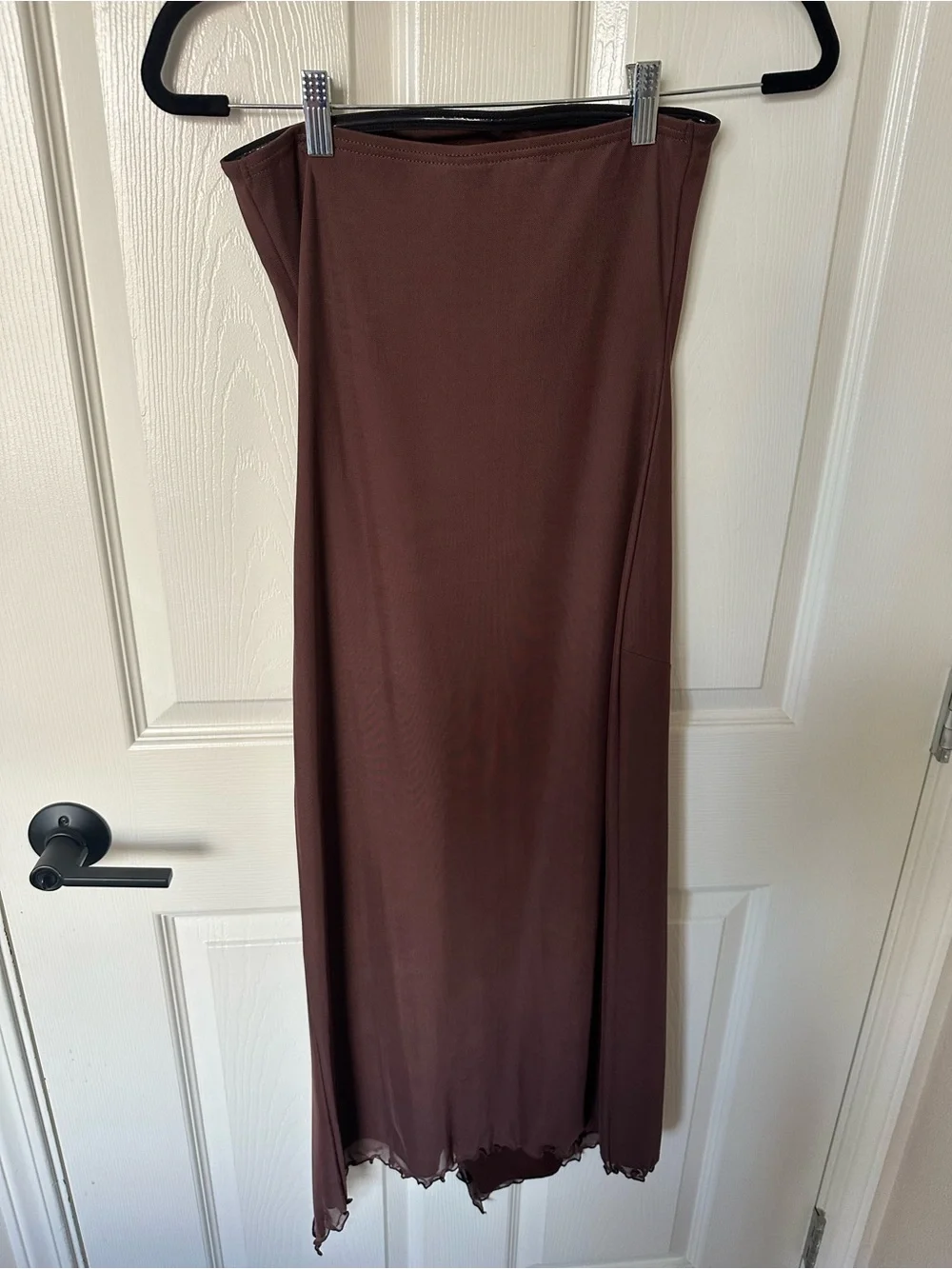 Urban Outfitters Brown Strapless Midi Skirt with Side Slit
